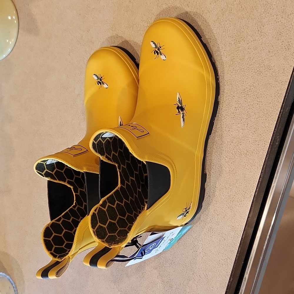 Joules yellow bee welli boots